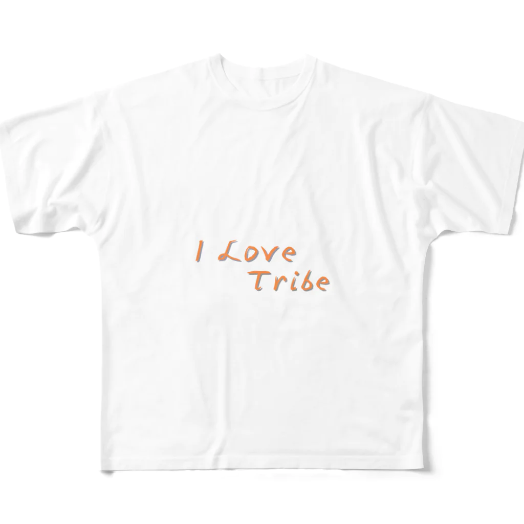 ミラくまのI LOVE Tribe　文字色 フルグラフィックTシャツ