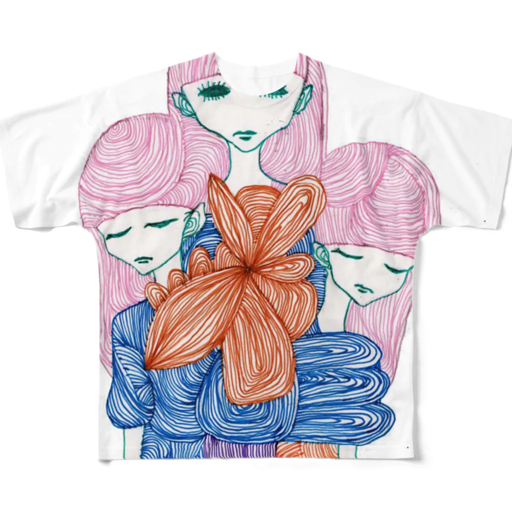 バイバイロジカの粘膜服 All-Over Print T-Shirt