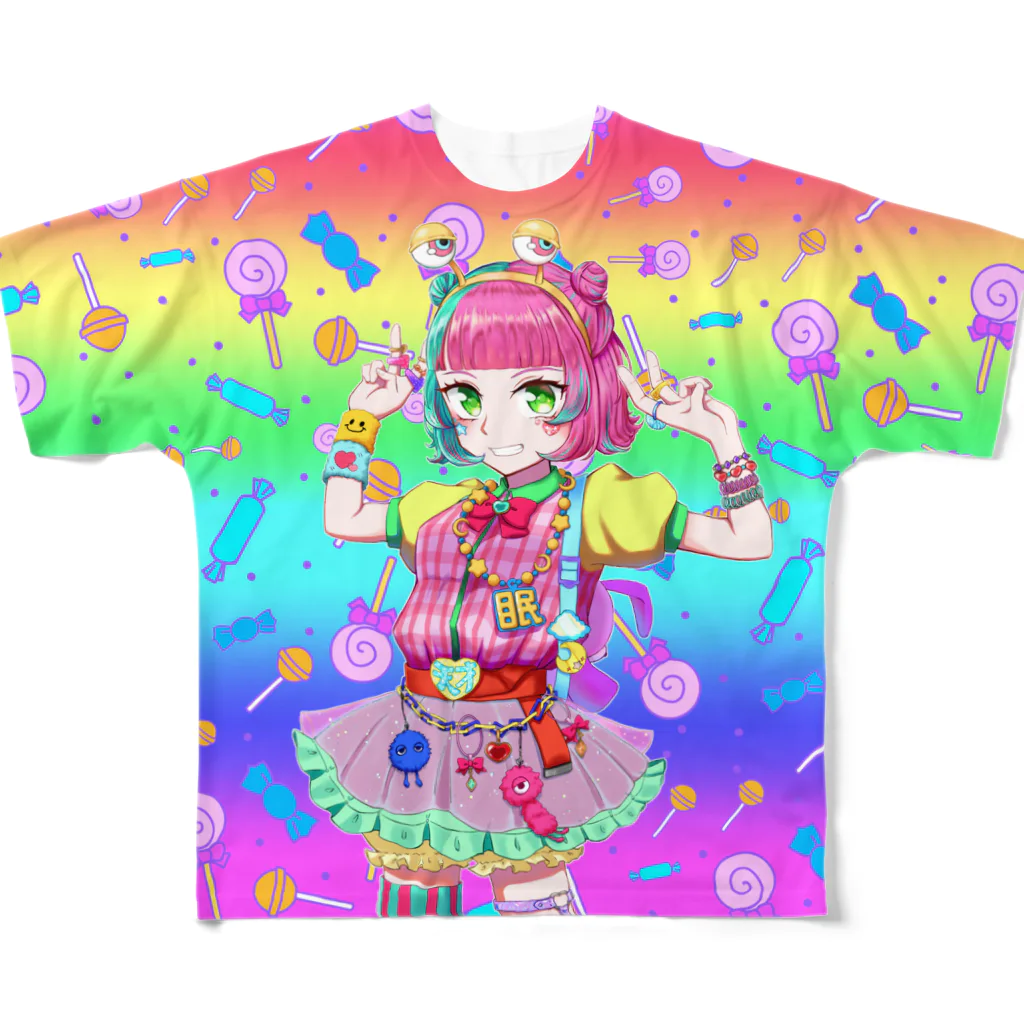 Zzのデコラファッションの女の子 フルグラフィックTシャツ