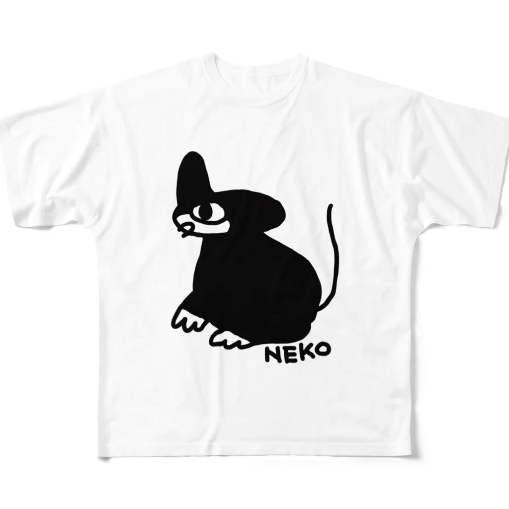 🍤のみくりやねこ(くろ) All-Over Print T-Shirt