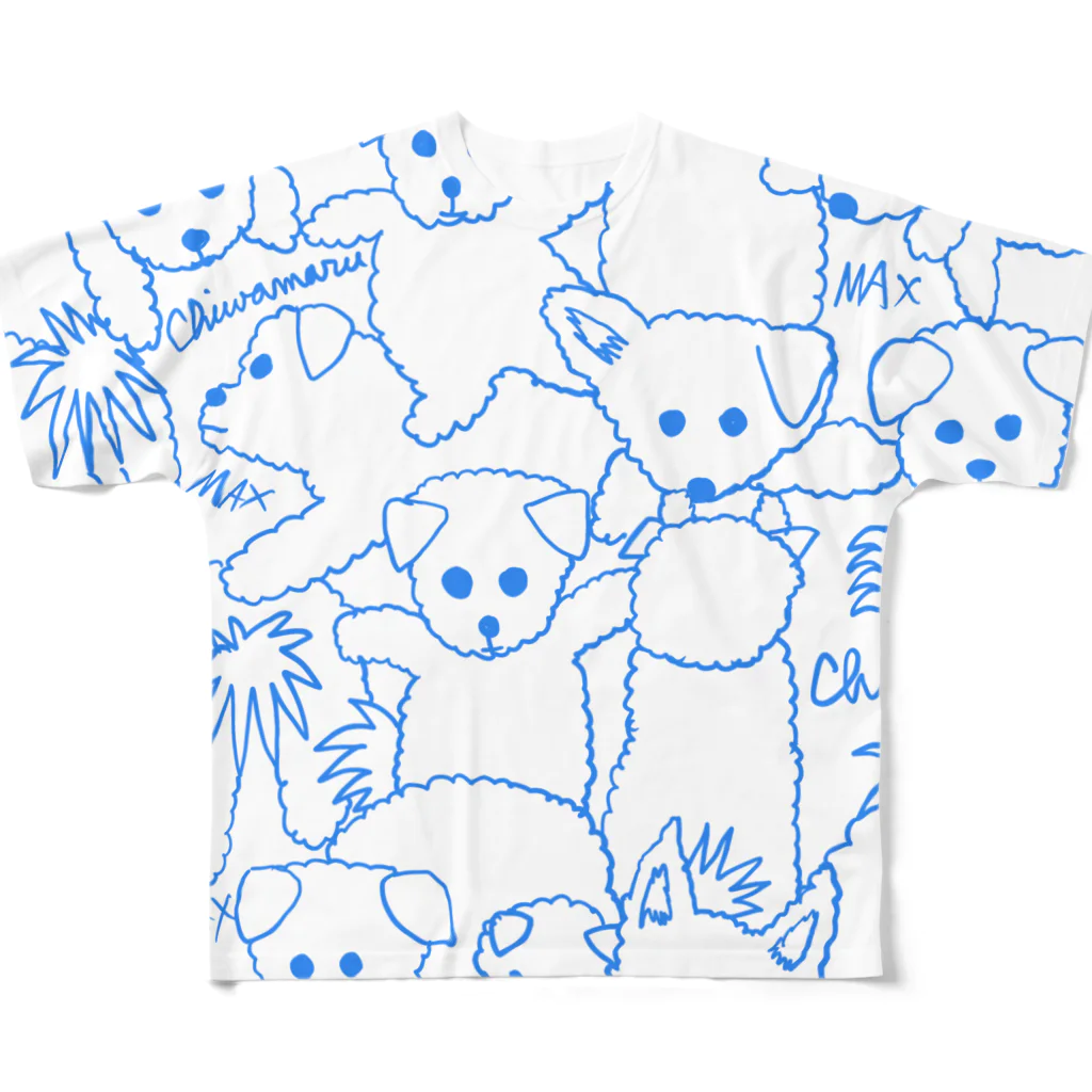 blue-basesの線描きチワマル All-Over Print T-Shirt