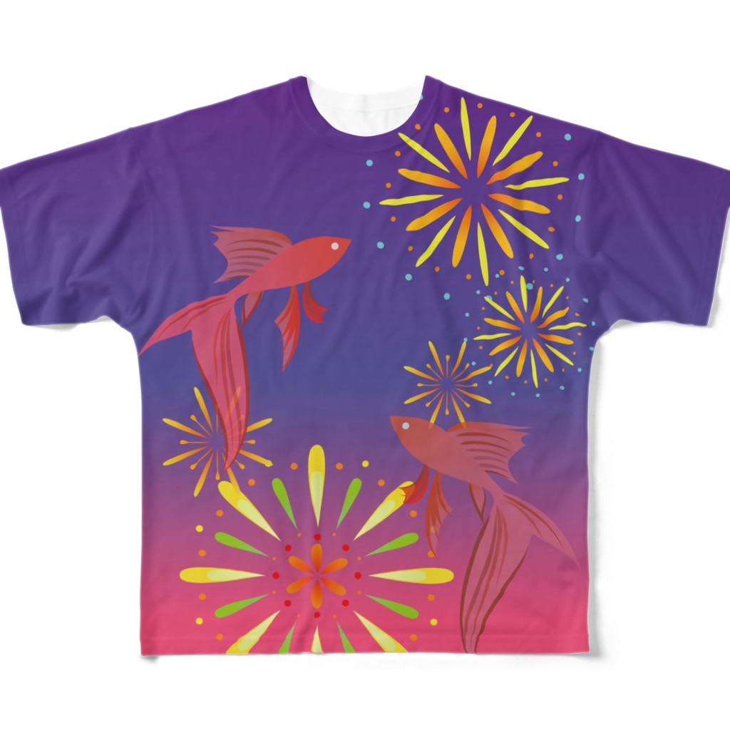 Rem Chrome ma Gearの花火と金魚 All-Over Print T-Shirt