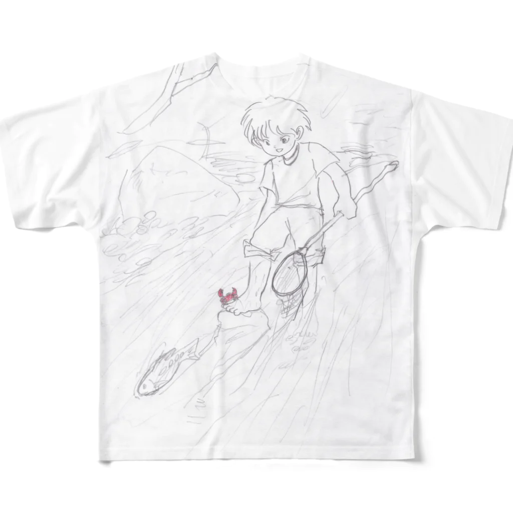 海洋生物KAWAIIの川遊び All-Over Print T-Shirt