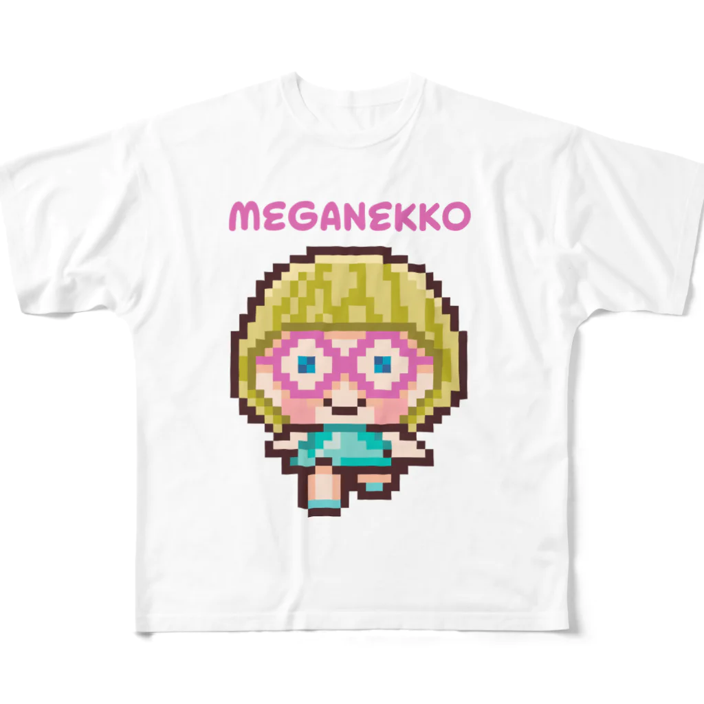 TICTOCのどうぶつショップのめがねっ子（ロゴあり） All-Over Print T-Shirt