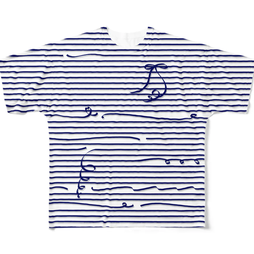 dizzyのNavy Stripes All-Over Print T-Shirt