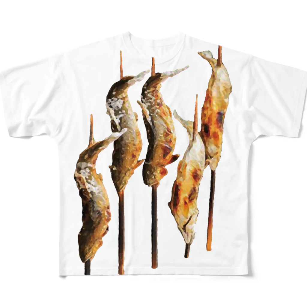 ttsoulのアユの塩焼き フルグラフィックTシャツ