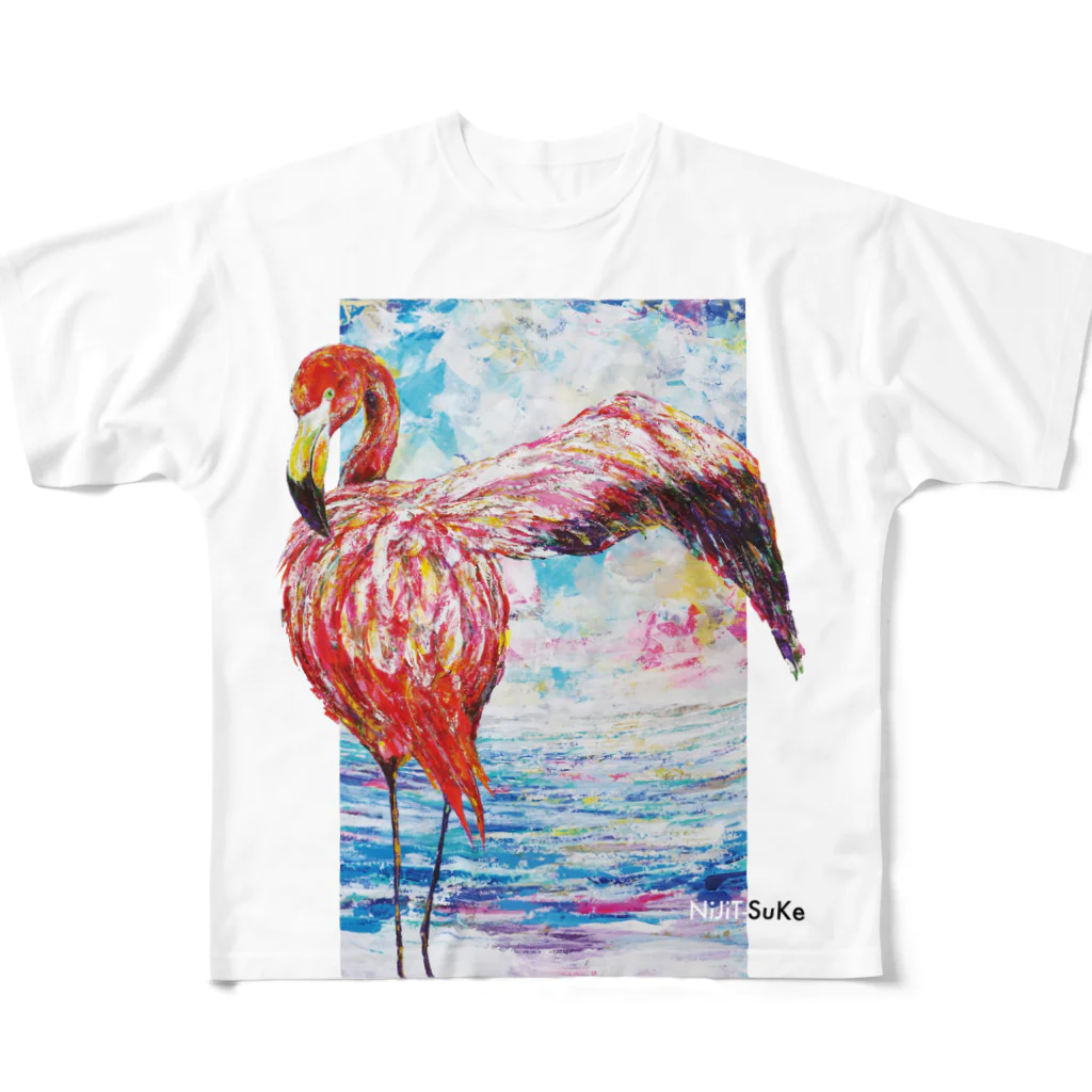 NiJi$uKeのフラミンゴ2 フルグラフィックTシャツ