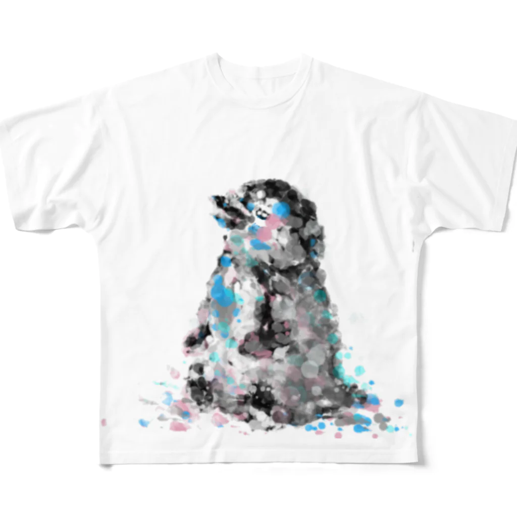 島兎-シマウサギ-のコウテイペンギン(瞳ウルウル) フルグラフィックTシャツ