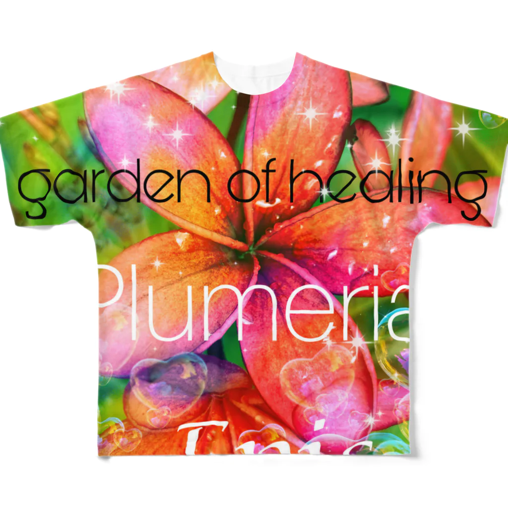 💖宇宙整体♪🌈♪こころからだチャンネル♪💖のGarden of healing Plumeria epic All-Over Print T-Shirt