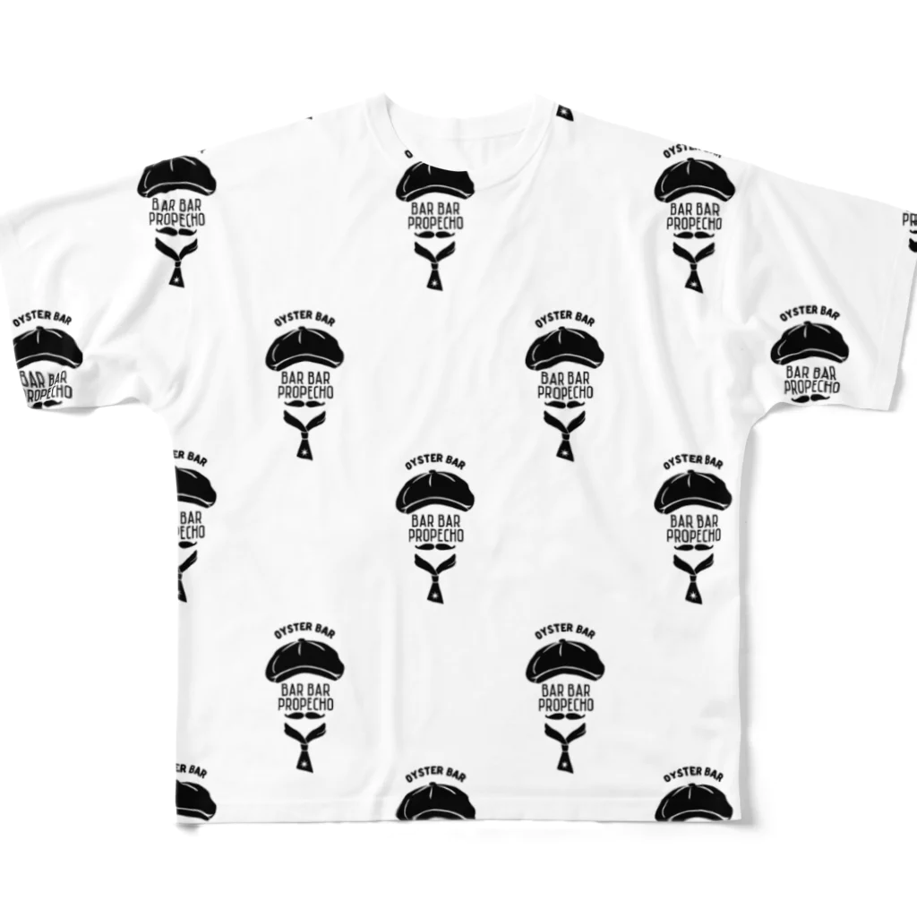 b.b propecho clothesのMEN'S WHITE ALL LOGO TEE All-Over Print T-Shirt