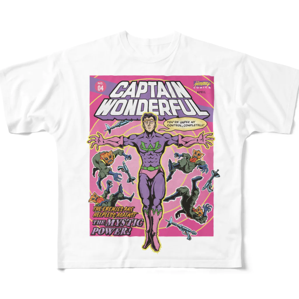 jimmy COMICSのキャプテンワンダフル comic cover T MYSTIC All-Over Print T-Shirt