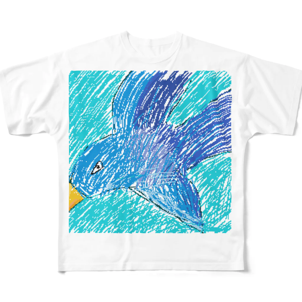 VTFFの頑張った鳥と雑に書いた鳥 フルグラフィックTシャツ