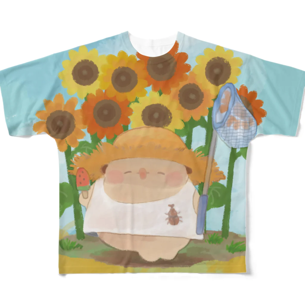 にこにこしろいるか市場 suzuri支店の夏のしろいるか All-Over Print T-Shirt