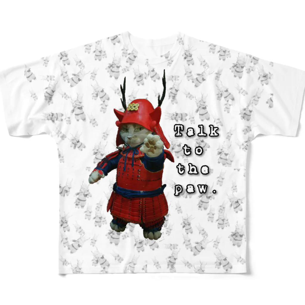 ネコロジックアーツのうじゃうじゃ甲冑猫 All-Over Print T-Shirt