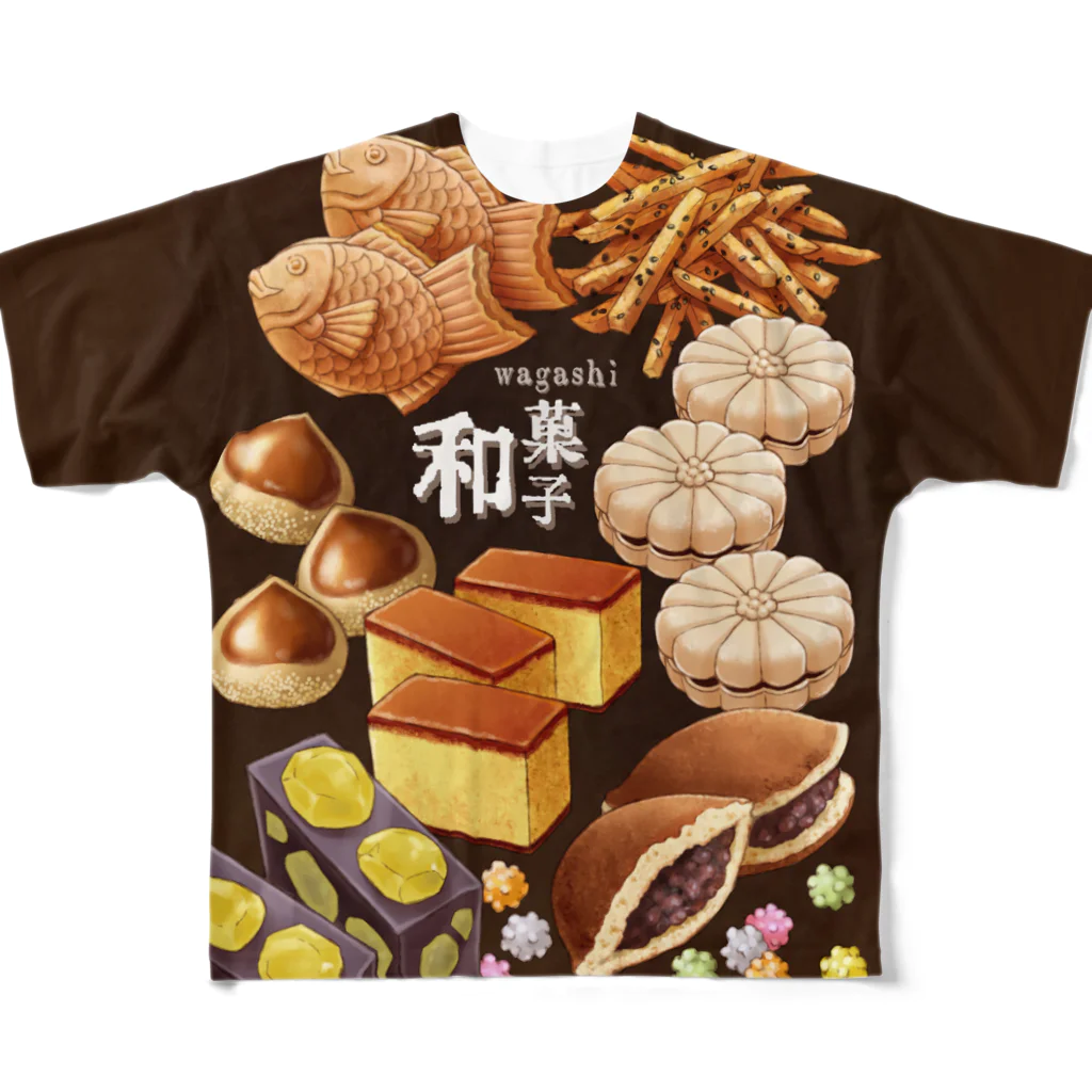 オペラの和菓子+2（文字有り） フルグラフィックTシャツ