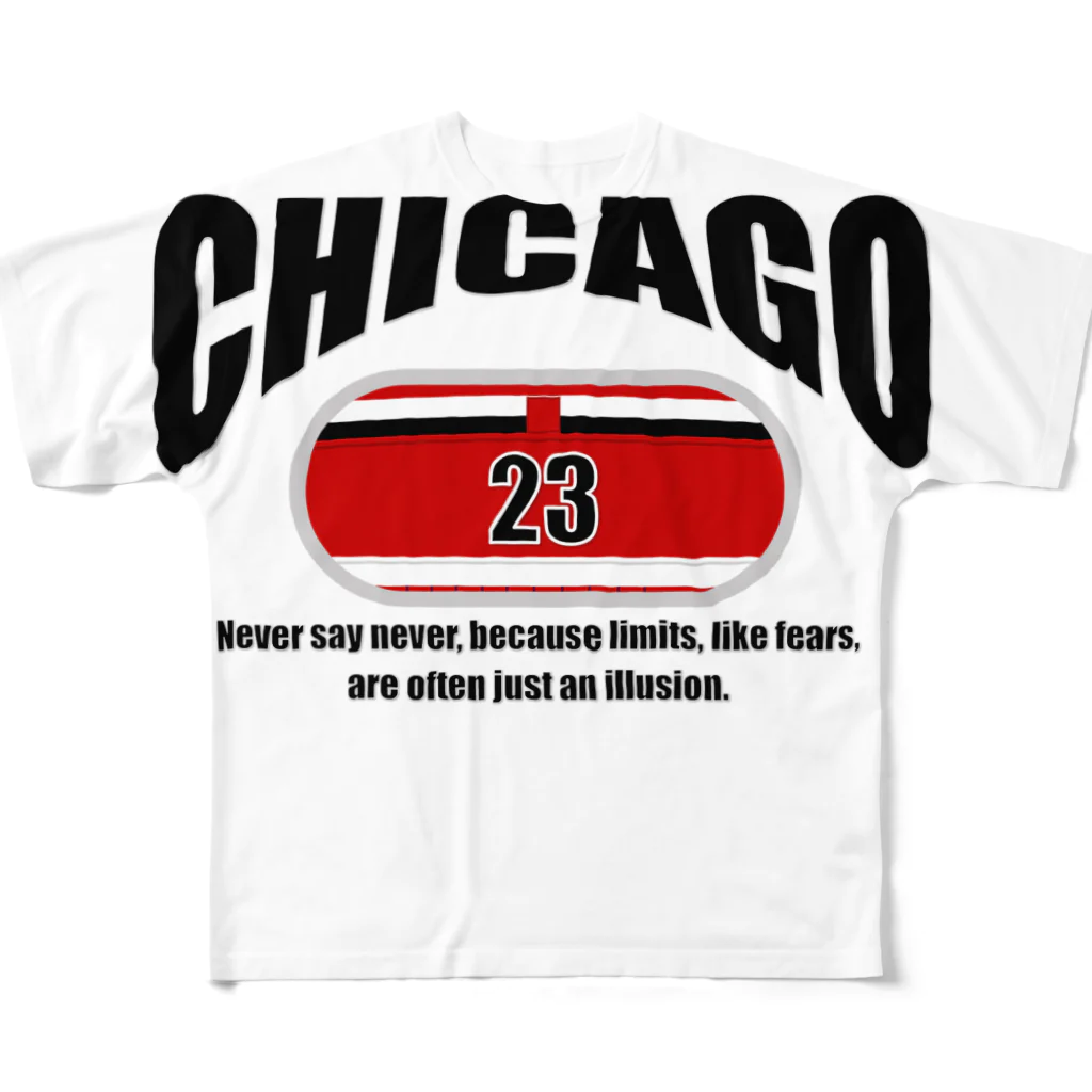 Never Say NeverのChicago～カレッジロゴ風～ フルグラフィックTシャツ