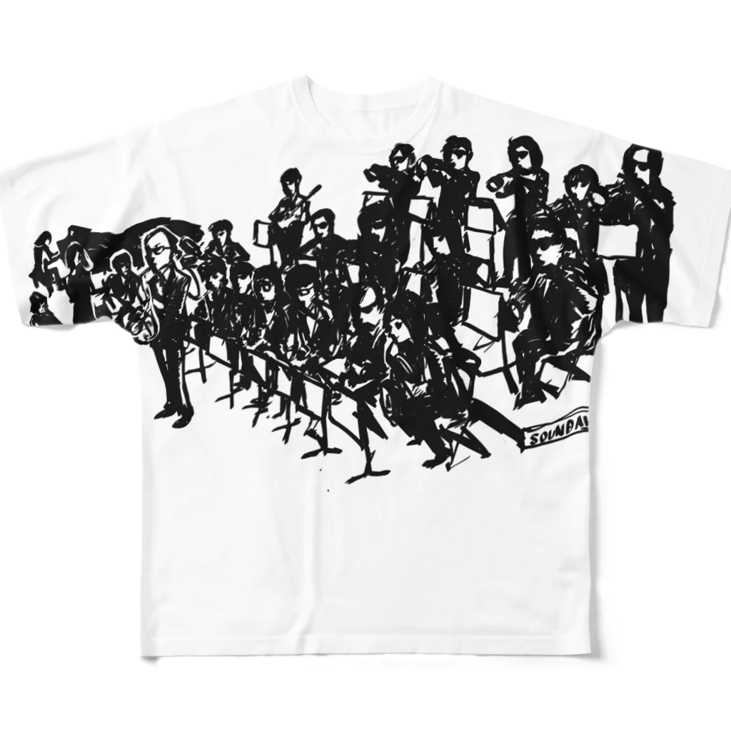 スキコソのビッグバンドシャツ（黒） All-Over Print T-Shirt