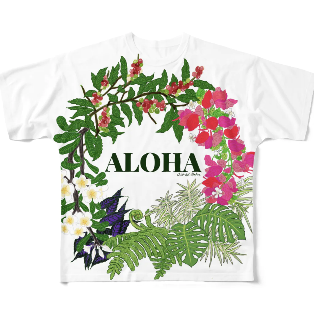 Rio del Takaの花輪ALOHA フルグラフィックTシャツ