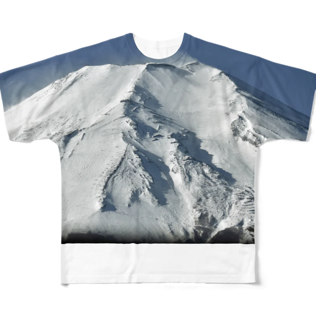 下田村の冠雪した富士山_003 フルグラフィックTシャツ