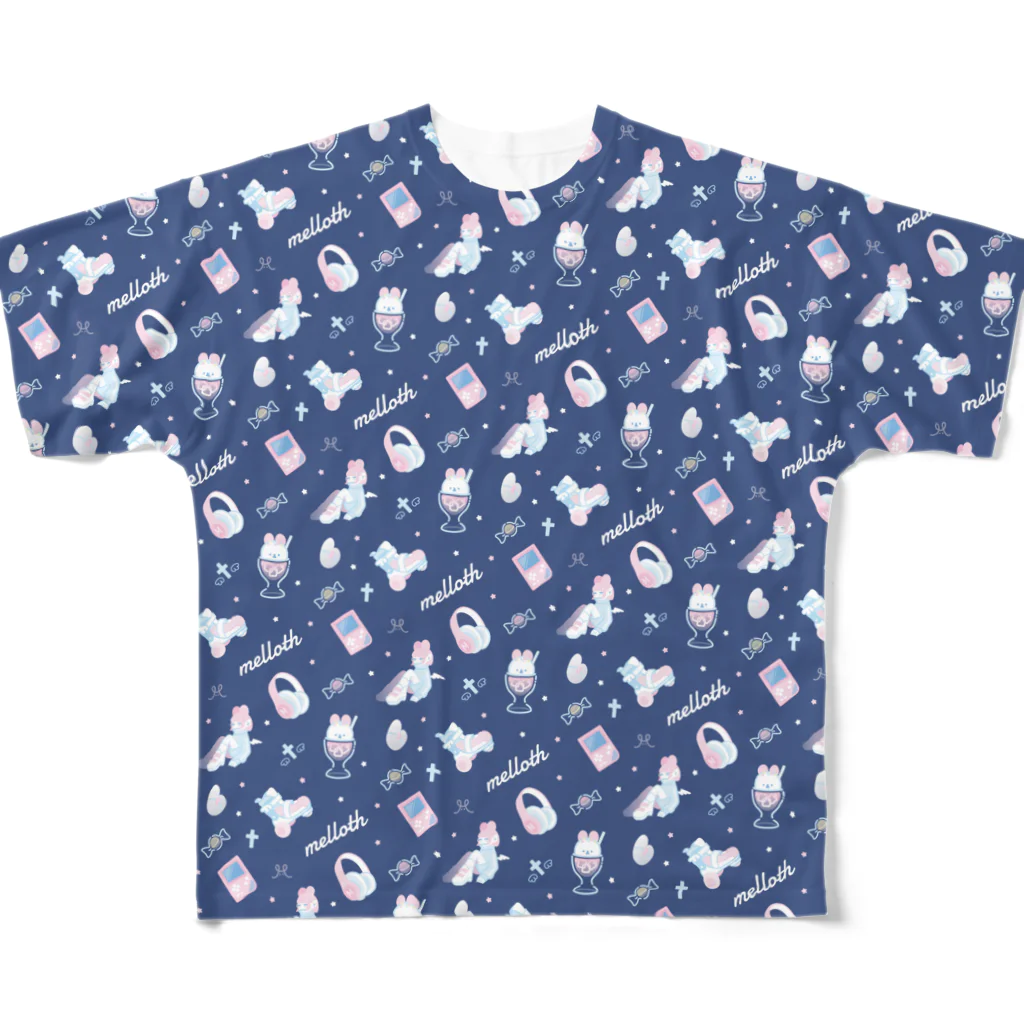 みろりのmelloth×pattern_navy フルグラフィックTシャツ