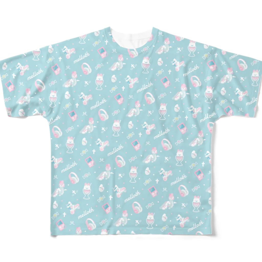 みろりのmelloth×pattern_mint フルグラフィックTシャツ