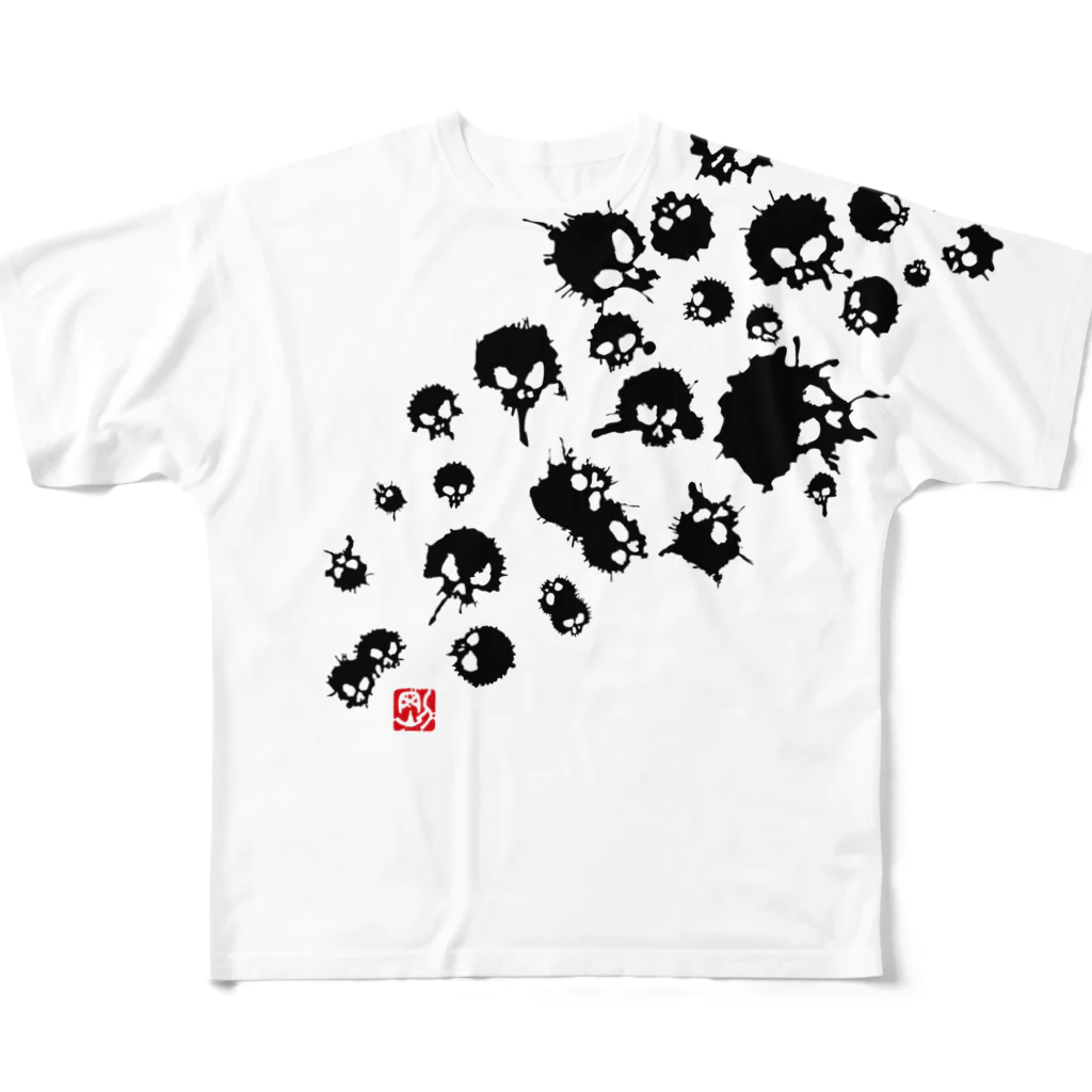 G-laboの髑髏飛沫 フルグラフィックTシャツ