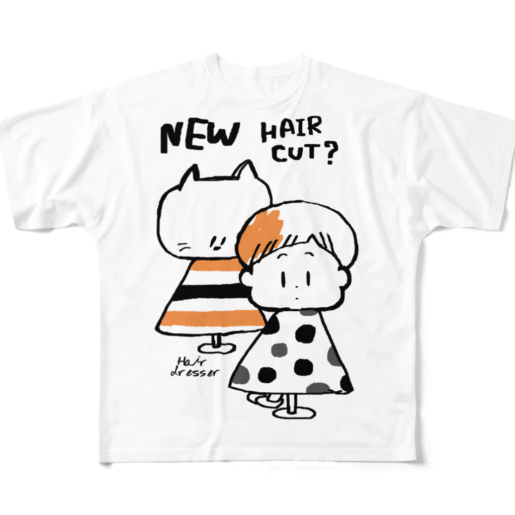 egu shopの(わーくわくシリーズ)hair dresserさん(orange) フルグラフィックTシャツ