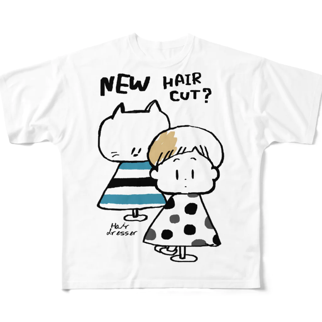 egu shopの(わーくわくシリーズ)hair dresserさん フルグラフィックTシャツ