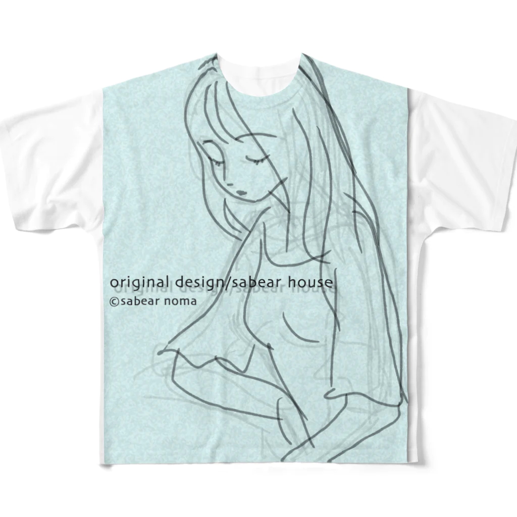 obosa_DENS/SABEAR_shop ＠SUZURIのrough drawing girl-1_ウェア All-Over Print T-Shirt