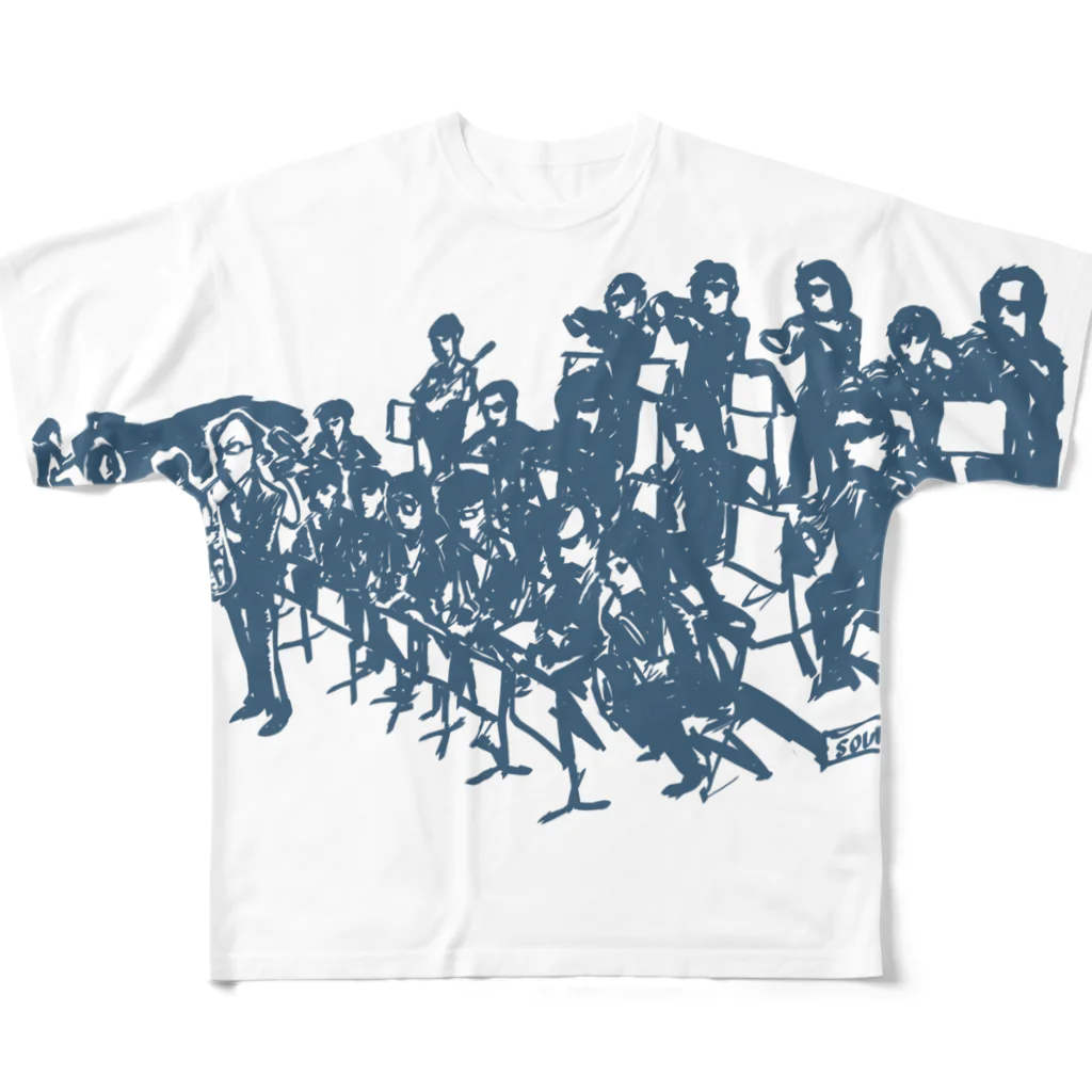 スキコソのbig bandシャツ（青） All-Over Print T-Shirt