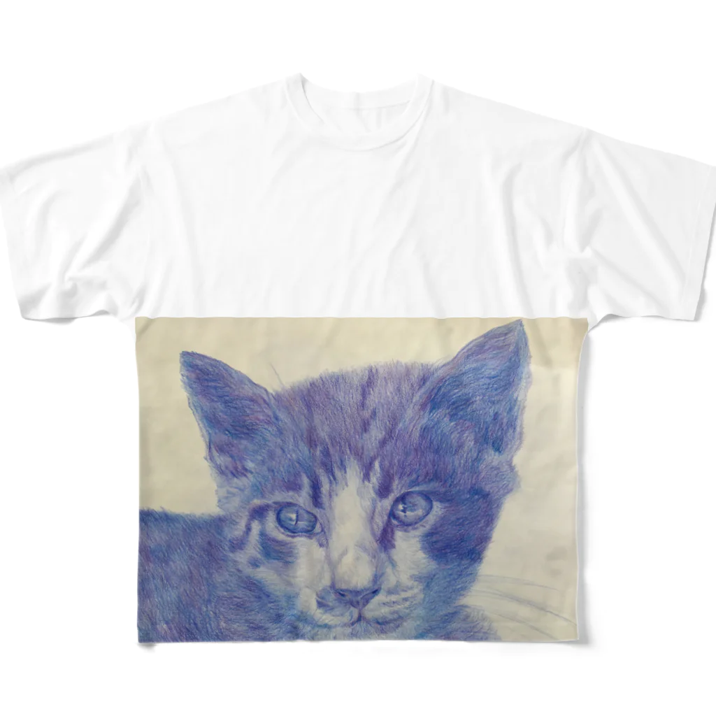may-piの渋色猫 フルグラフィックTシャツ