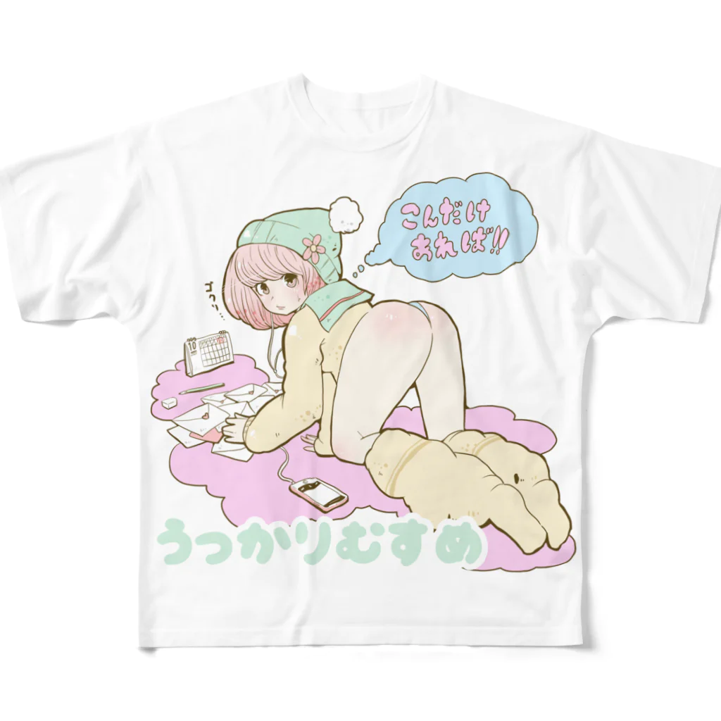 pap86'S SHOPのうっかりむすめTシャツ フルグラフィックTシャツ