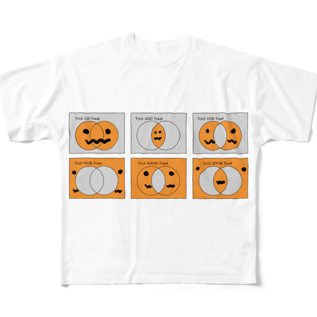 宮元一賢のハロウィンでわかる論理演算 フルグラフィックTシャツ