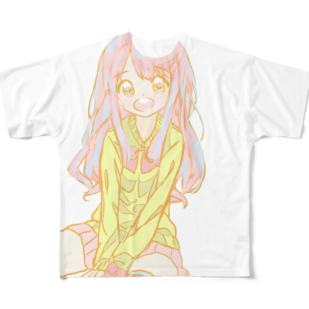 🌼*ﾟがーべらめらん*ﾟ🌼のニーソ少女 フルグラフィックTシャツ