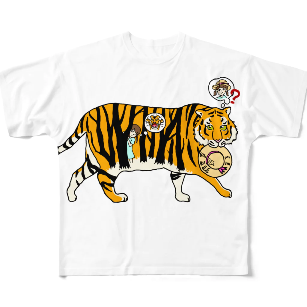 達磨大臣のトラの森のおとしもの 풀그래픽 티셔츠