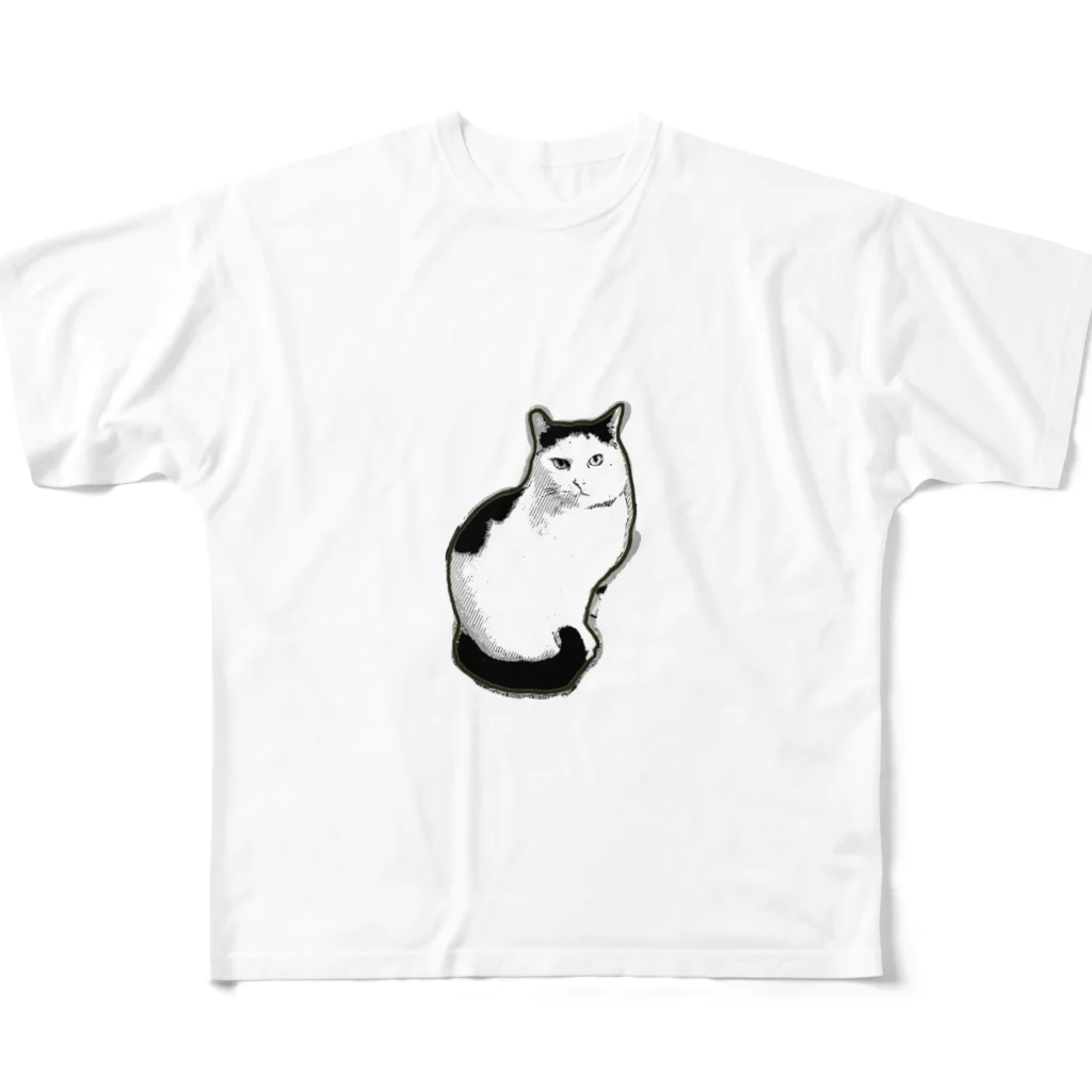 ねこのしっぽのモノクロs フルグラフィックTシャツ