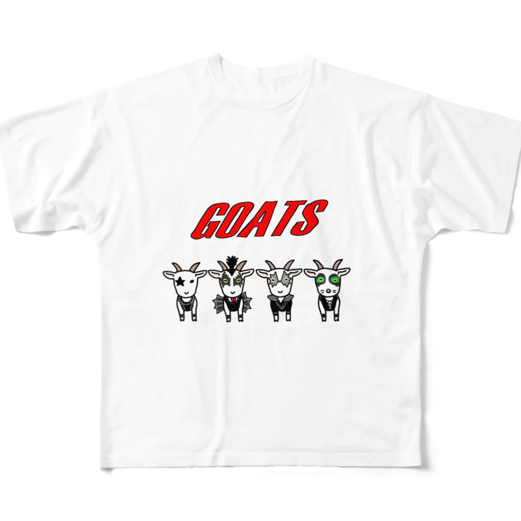 まめつぶのGoats All-Over Print T-Shirt