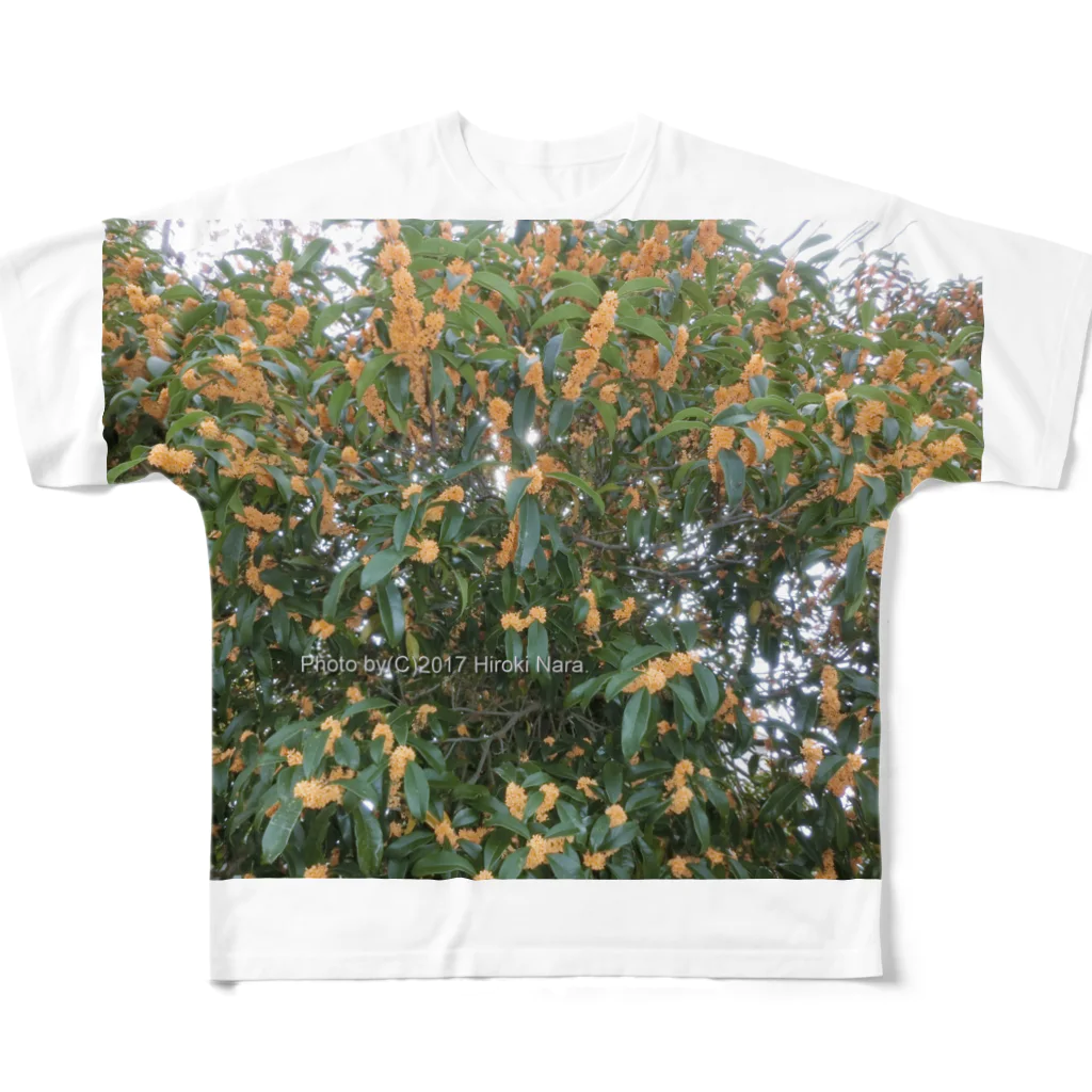 hiroki-naraの光景　sight740　キンモクセイ　金木犀　花 FLOWERS　壁紙 All-Over Print T-Shirt