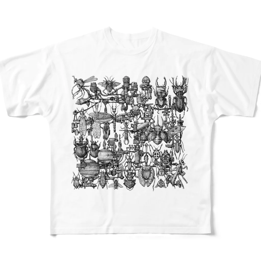 西本百合の昆虫と機械と フルグラフィックTシャツ