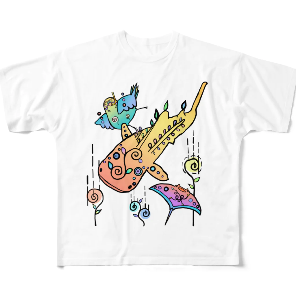 万福すずめの潜ると・・・ All-Over Print T-Shirt