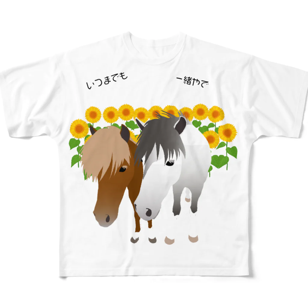 ウマーズ＆りき父ちゃんのひまわりウマーズ フルグラフィックTシャツ