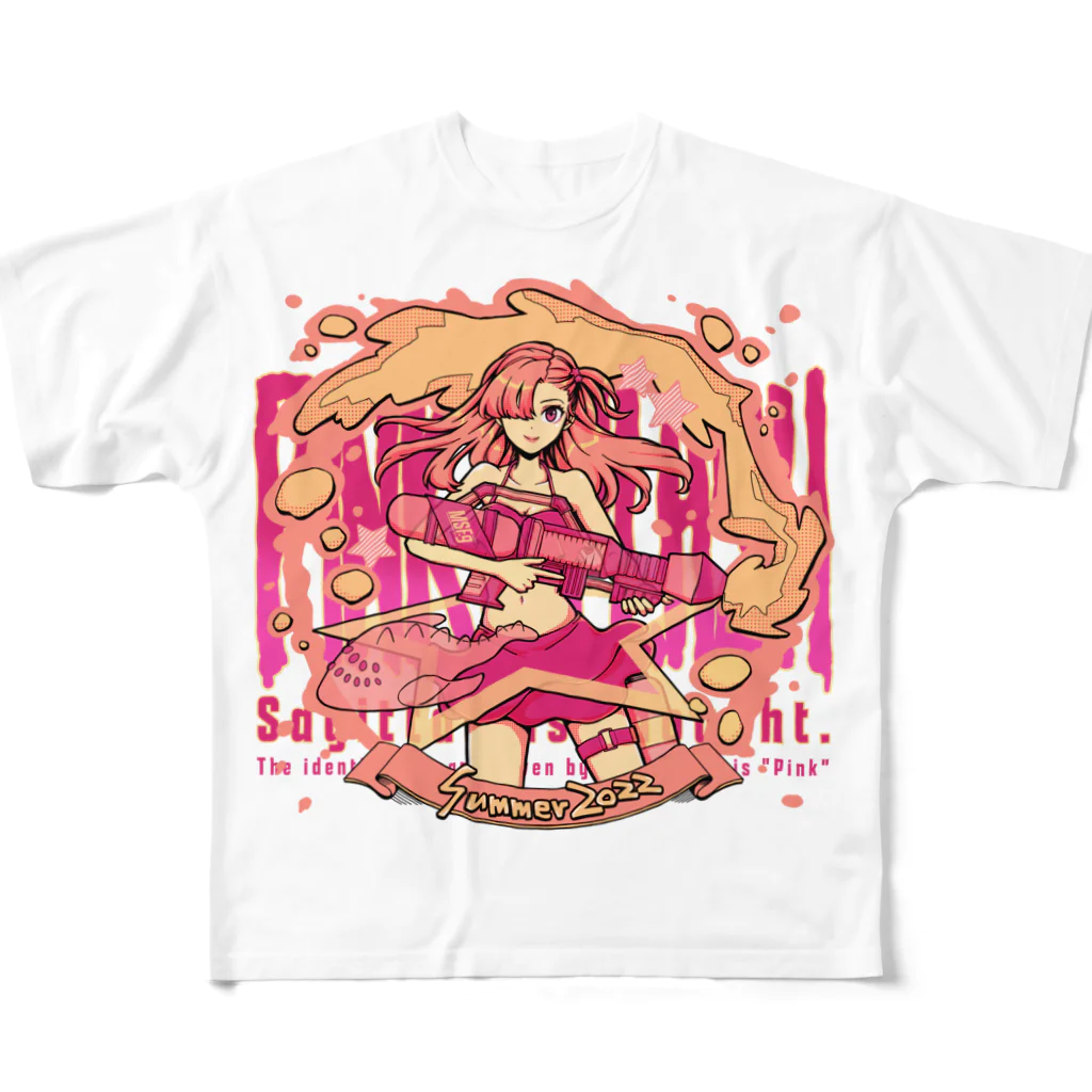 滝 さえの#002 PINK SPLASH! フルグラフィックTシャツ