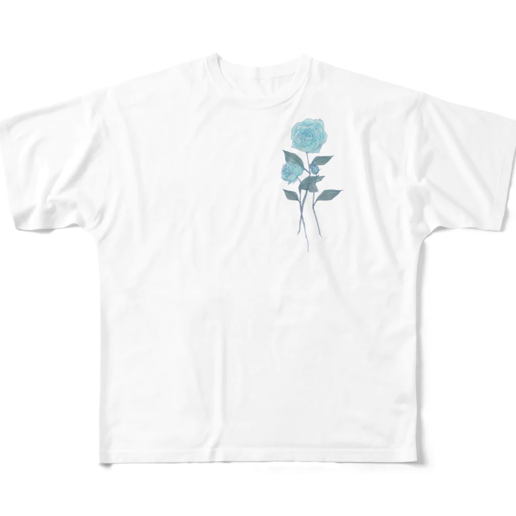 富士田☺︎の廃退の薔薇[水色] All-Over Print T-Shirt