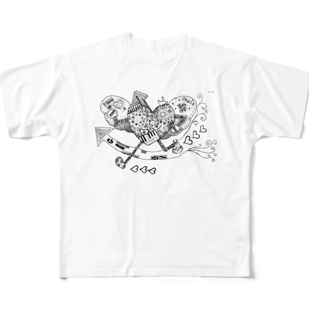 Rmetierのラブ&ピース All-Over Print T-Shirt