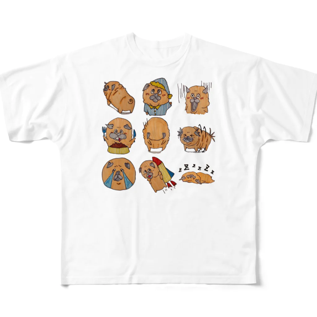 5877。の日常茶飯事パグ子ちゃん。 All-Over Print T-Shirt