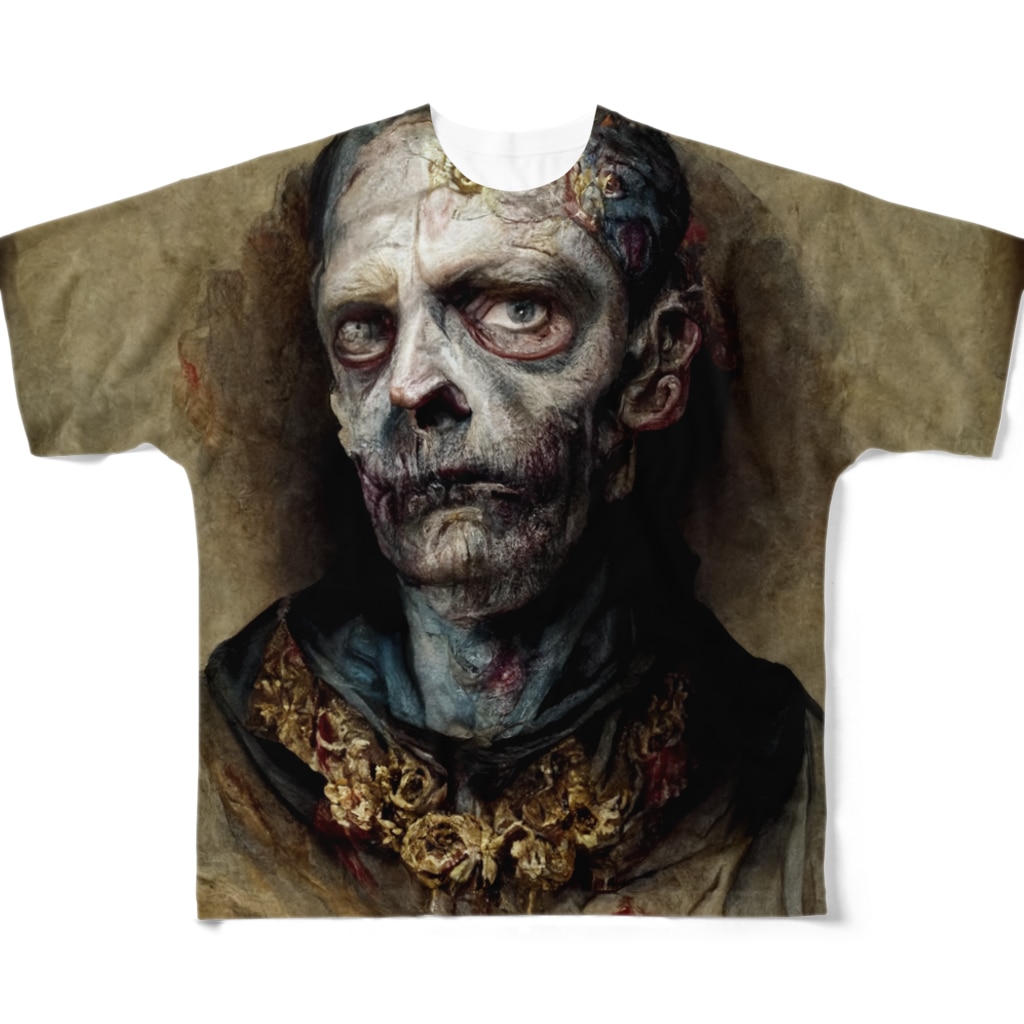 ミネムラコーヒーのルネッサンス期のゾンビ王侯貴族の肖像画 All-Over Print T-Shirt