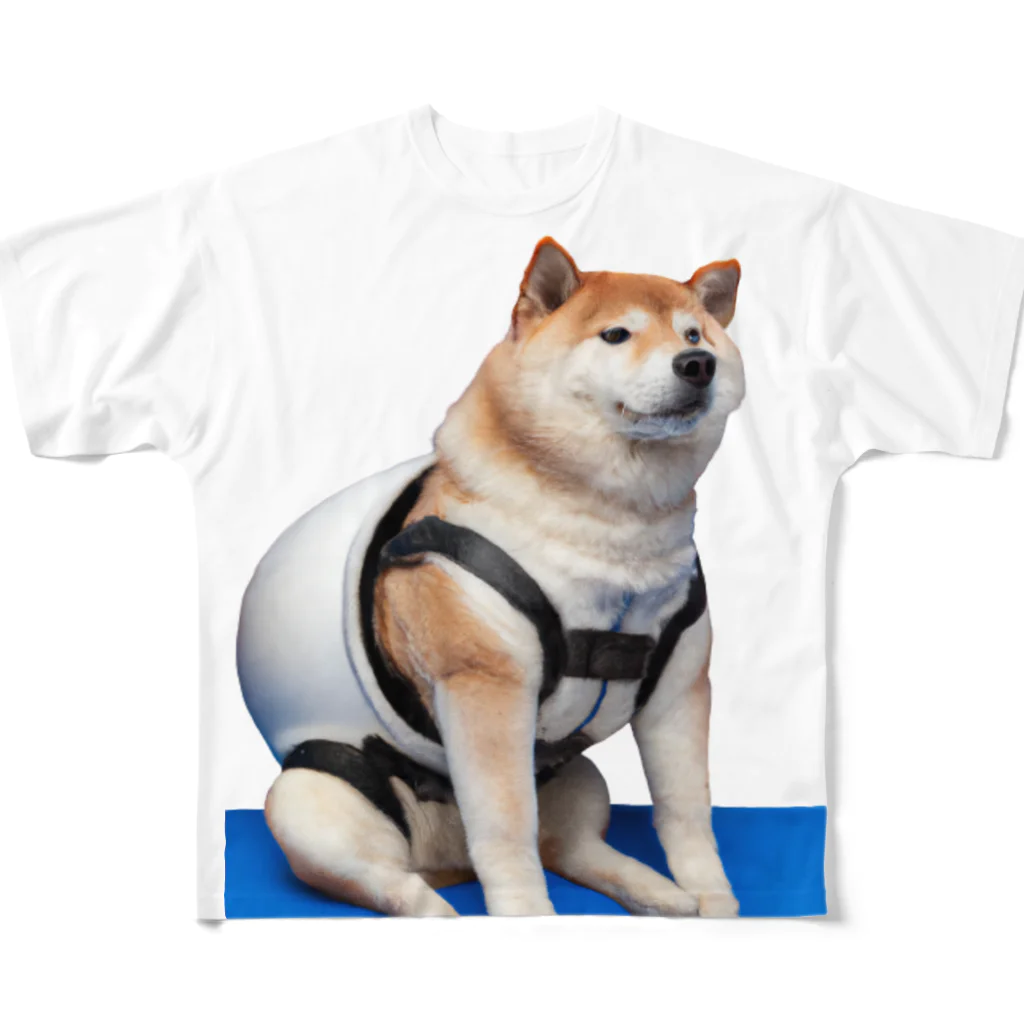 変なAIばっかのＴシャツ屋さんの太り過ぎの柴犬 フルグラフィックTシャツ