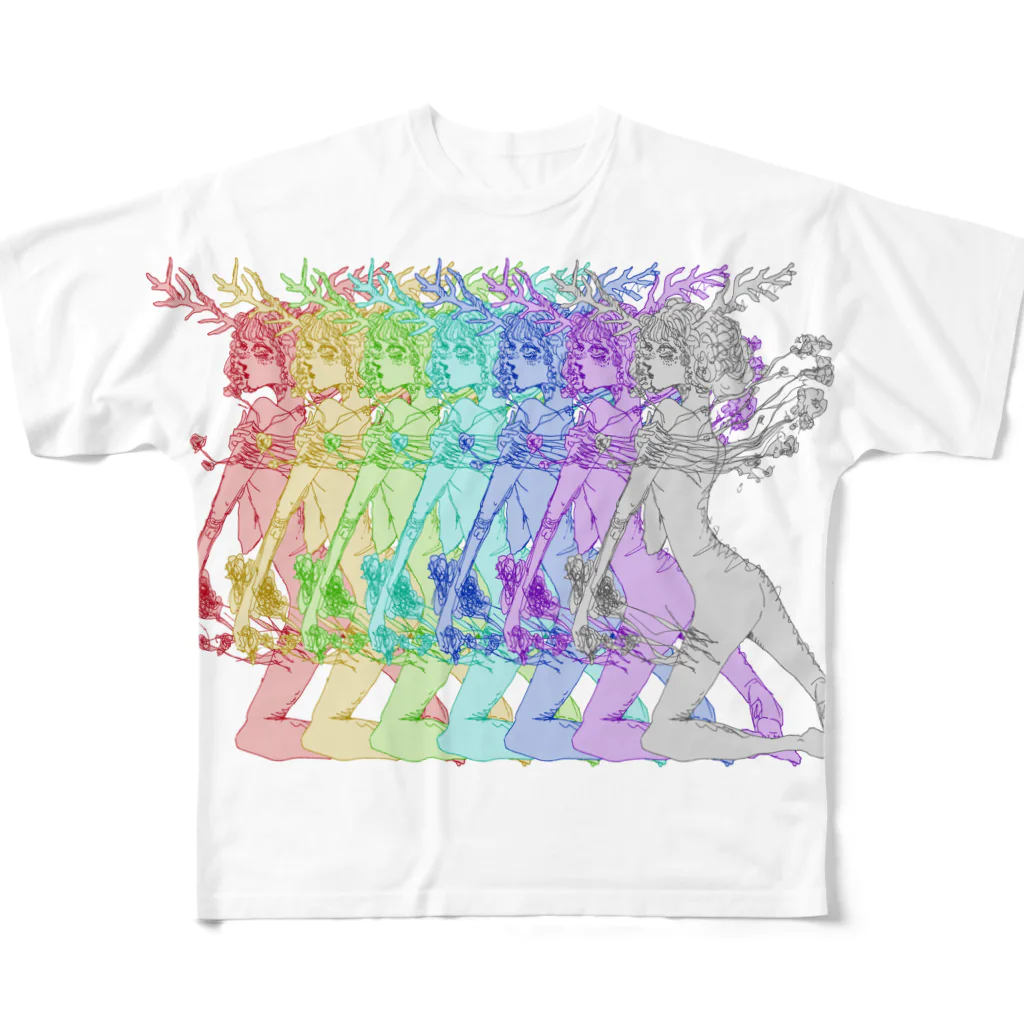 Growsea(グロウシー）のBambi(Rainbow) フルグラフィックTシャツ