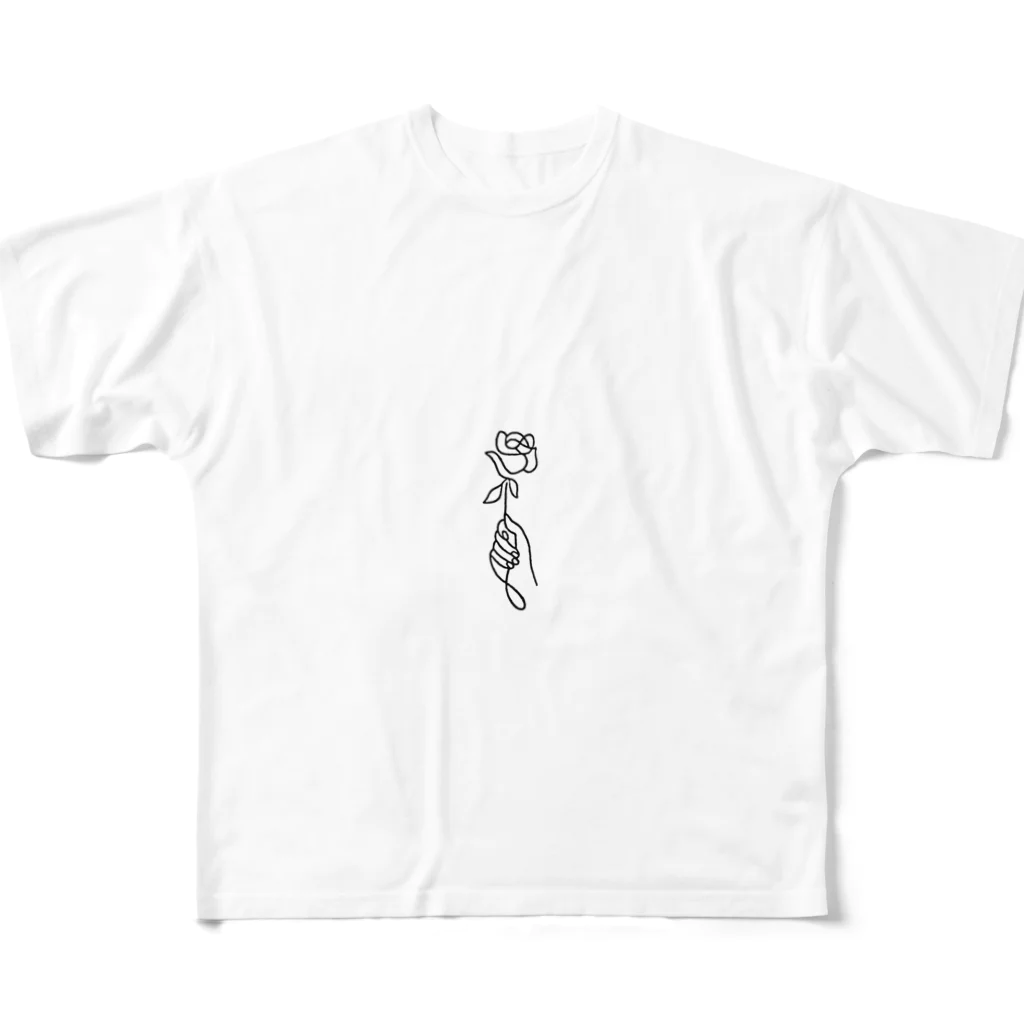 Kurumiのバラ フルグラフィックTシャツ