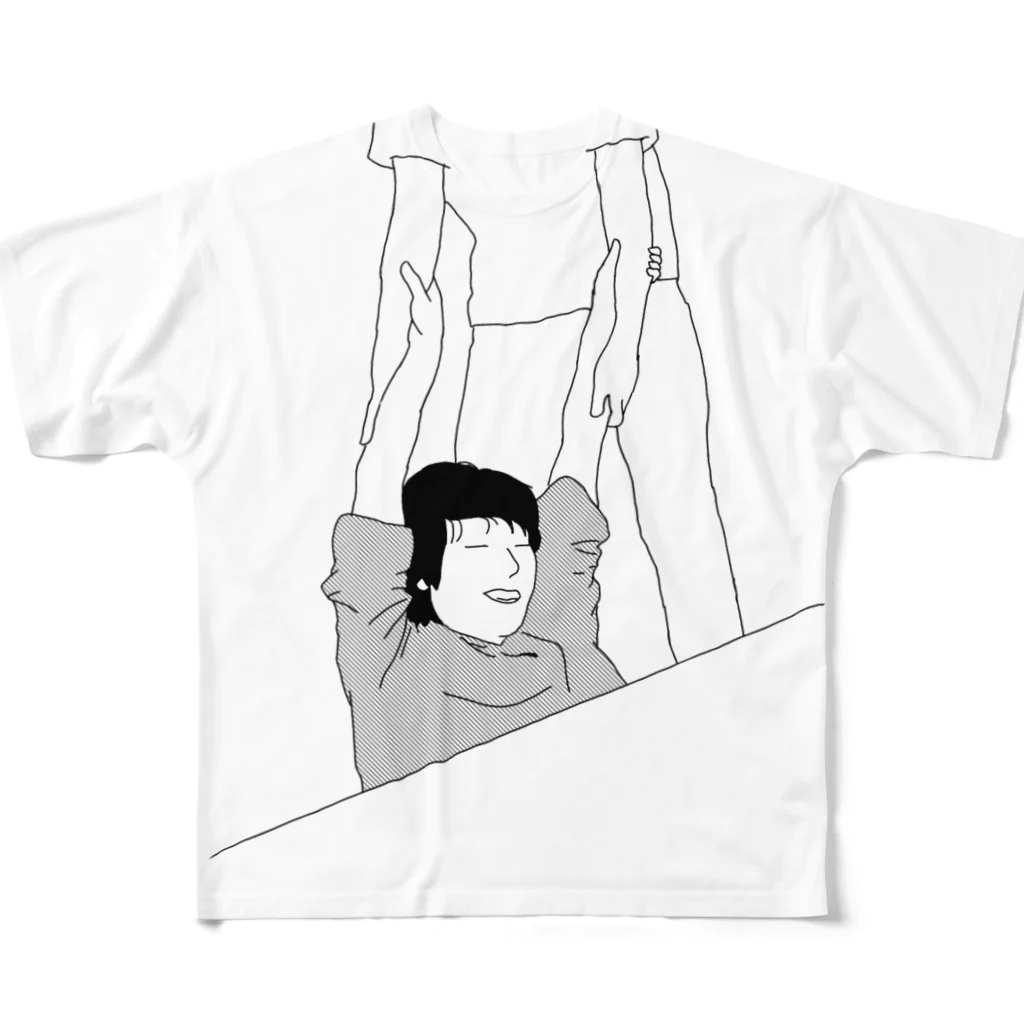 たなかの机の下にはまるじまさん All-Over Print T-Shirt